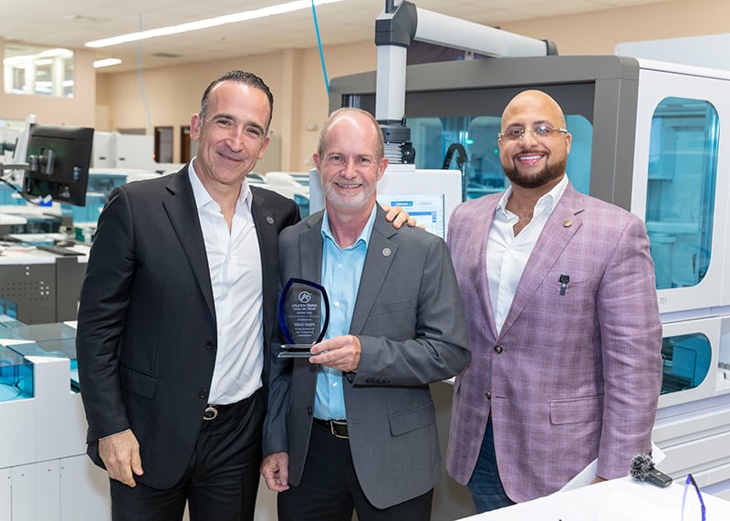 Left to right: Ernesto Lopez (Founder of Empresas Aries), Brad Hawn (Access Medical Labs IT  Director),  Adam El-Hosseiny (COO of Access Medical Labs)