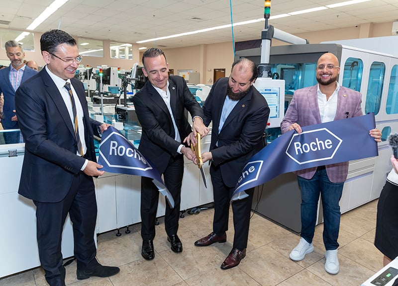Left to right: Antonio Vergara (Senior VP of Sales Roche), Ernesto Lopez (Founder of Empresas Arias), Sharif El-Hosseiny (CEO of Access Medical Labs), Adam El-Hosseiny (COO of Access Medical Labs)