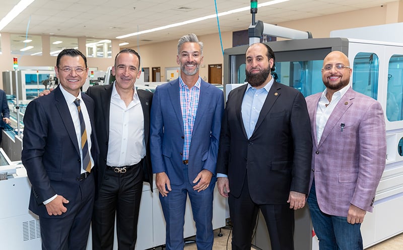 Left to right:  Antonio Vergara (Empresas Arias), Ernesto Lopez (Founder of Empresas Arias), Noel Martinez (Chamber of Commerce), Sharif El-Hosseiny (CEO of Access Medical Labs), Adam El-Hosseiny (COO of Access Medical Labs)