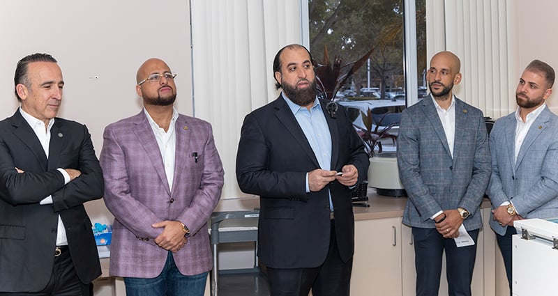 Left to right: Ernesto Lopez (Founder of Empresas Arias), Adam El-Hosseiny (COO of Access Medical Labs), Sharif El-Hosseiny (CEO of Access Medical Labs), Leo Rodriguez (Executive Vice President of Access Medical Labs), Brandon O'Connor (Vice President of Sales of Access Medical Labs)