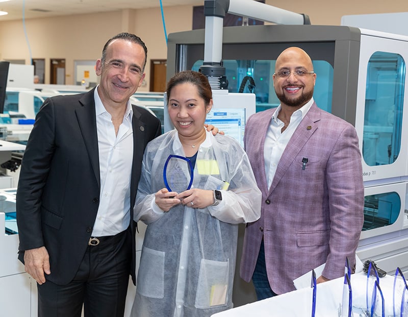 Left to right: Ernesto Lopez (Founder Empresas Arias), Avic Marasigan (Access Medical Labs Chemistry Lead Technologist), Adam El-Hosseiny  (COO of Access Medical Labs)