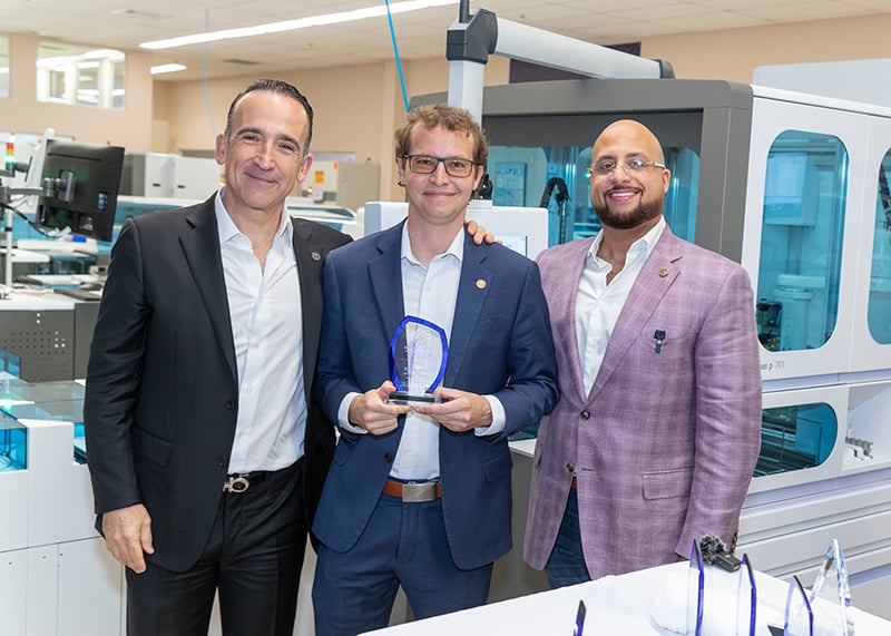 Left to right: Ernesto Lopez (Founder of Empresas Aries), David Hawn (Access Medical Labs Operations Workflow Manager), Adam El-Hosseiny (COO of Access Medical Labs)